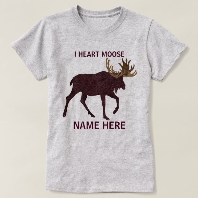 T-shirt Rustique Moose Faux cuir-Look I Coeur Moose (Design devant)