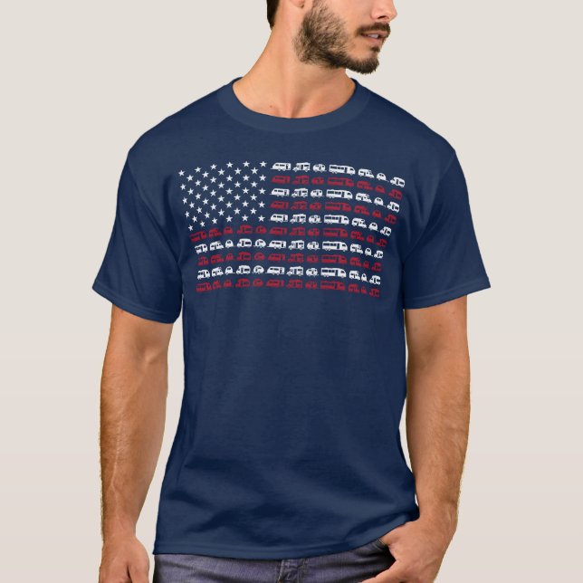 T-shirt RV Camping July 4th American Flag Motorhomes vinta (Devant)