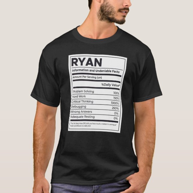 T-shirt Ryan Nutrition Information Problème Résoudre Dur D (Devant)