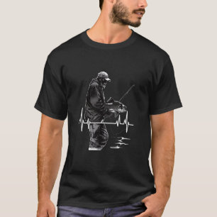 T-shirt Rythme cardiaque de pêcheur ECG Fréquence de ligne