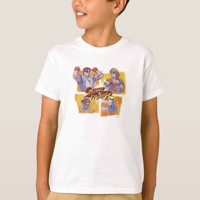 T-shirt Ryu Vs Ken Et Adon Vs Sagat (Devant)