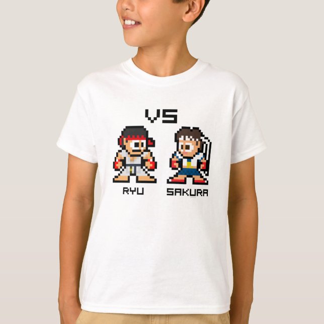 T-shirt Ryu VS Sakura 8 bits (Devant)