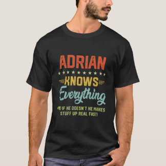 T-shirt S Adrian Connaît Tout Nom Plaisanteries Personnali