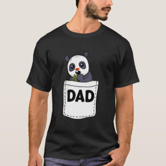 T-shirt S Dad Panda Pocket Fathers Day Animal Papa Grandpa