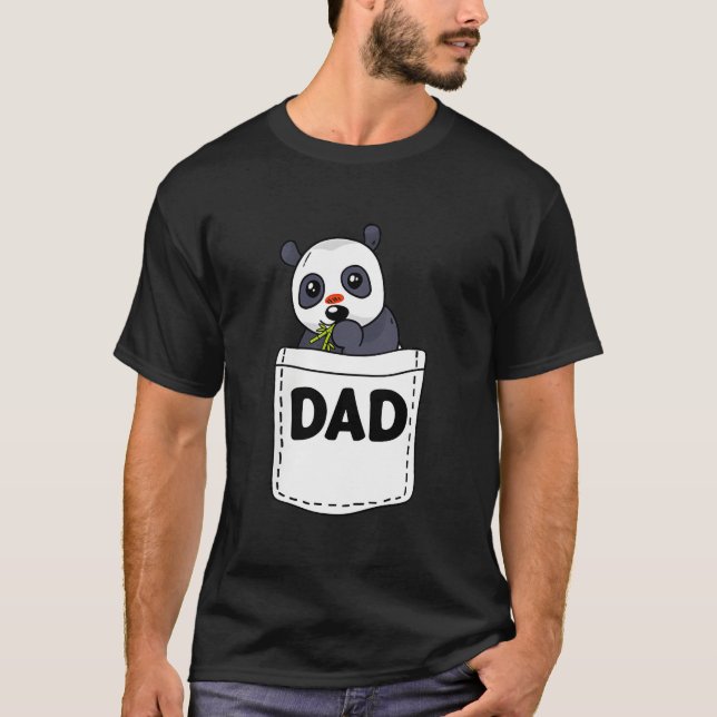 T-shirt S Dad Panda Pocket Fathers Day Animal Papa Grandpa (Devant)