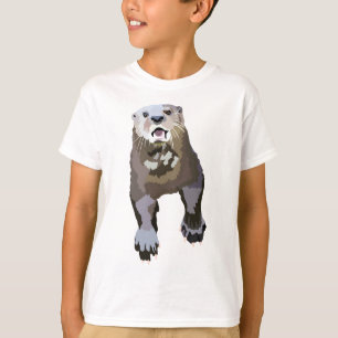 T-shirt S est pour Otter taché tacheté