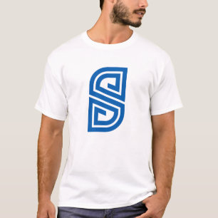 T-shirt S géométrique monogramme lettre abstraite bleue