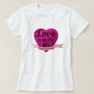 T-Shirt S M L XL Pink Heart Happy Annivesary