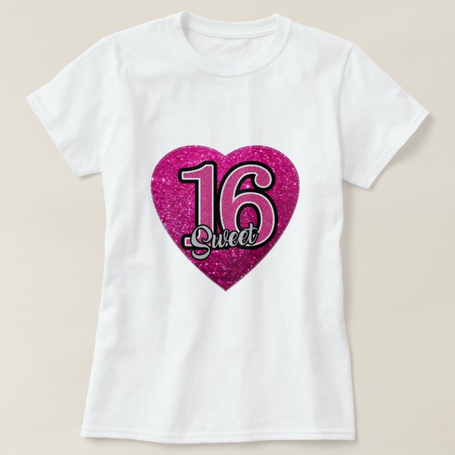 T-Shirt S M L XL Rose Coeur Parties scintillant Fi (Design devant)
