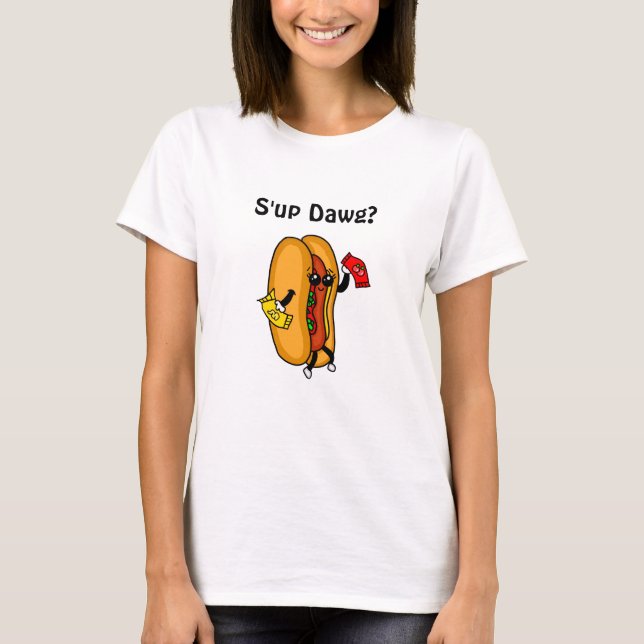T-shirt S-up Chien, Hot Chien Pun, drôle mignon (Devant)