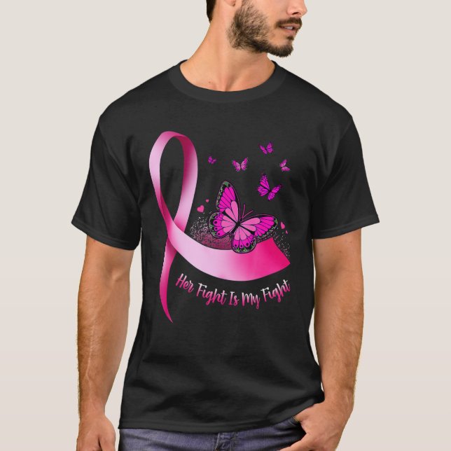 T-shirt Sa Lutte Est Ma Lutte Contre Le Cancer Du Sein Mai (Devant)