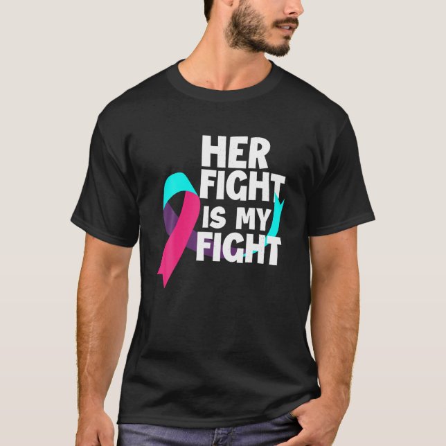 T-shirt Sa Lutte Est Ma Lutte Contre Le Cancer Thyroïde So (Devant)