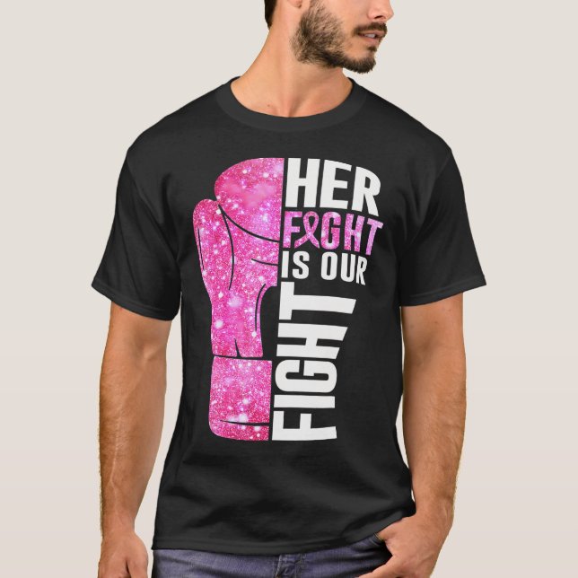 T-shirt Sa Lutte Est Notre Combat Boxe Gant Cancer Du Sein (Devant)