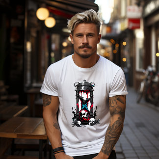 T-shirt Sablier macabre avec crânes ensanglantés