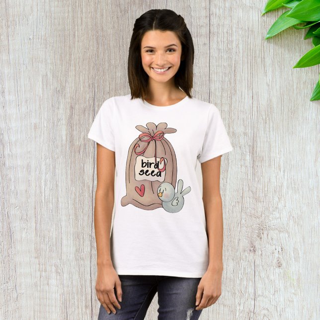 T-shirt Sac à graines d'oiseaux avec cou et coeur (Créateur téléchargé)