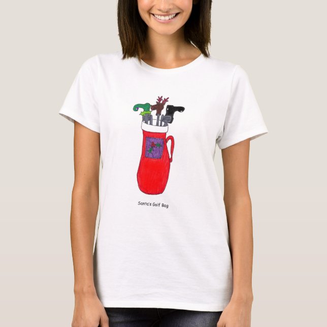 T-shirt Sac de golf de Père Noël (Devant)