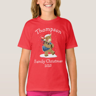 T-shirt Sac personnalisé Famille Noël Vache Highland Corne