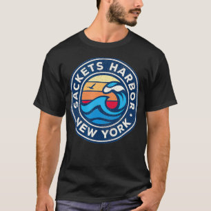 T-shirt Sackers Harbour New York NY Vagues Nautiques Vinta