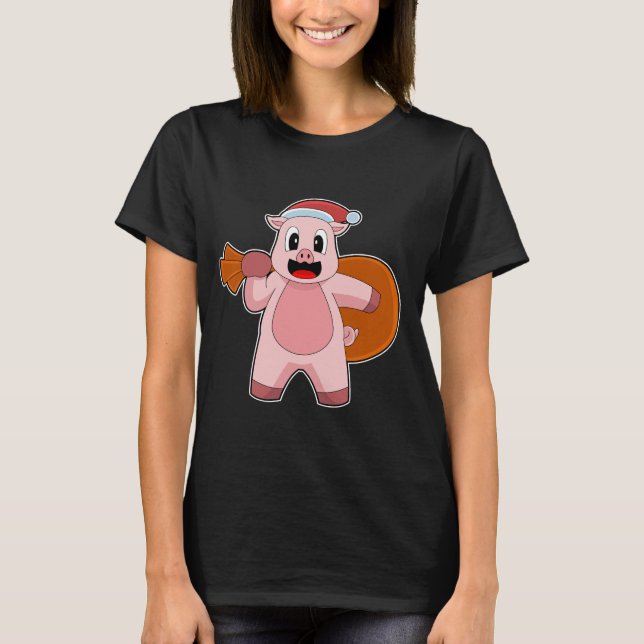 T-shirt Sacoche de Noël de porc (Devant)