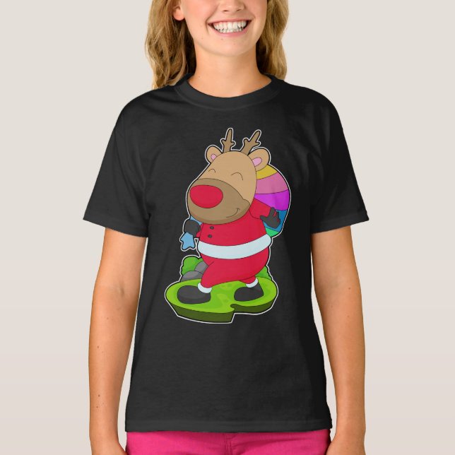 T-shirt Sacoche de Noël de rennes (Devant)