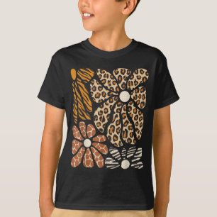 T-shirt Safari Floral Boho Fleurs Animaux Mignons Filles