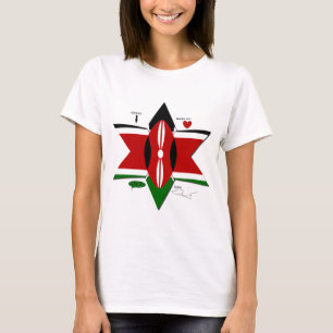 T-shirt Safari sous le drapeau kenyan : conception d'étoil