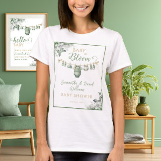 T-shirt Sage Green Floral Butterfly Baby in Bloom 