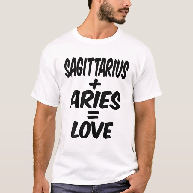T-shirt Sagittarius And Aries = Amour, Nov Décembre Birthd (Devant)