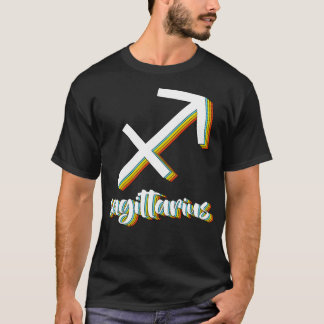 T-shirt Sagittarius Horoscopes arc-en-ciel signes rétro zo