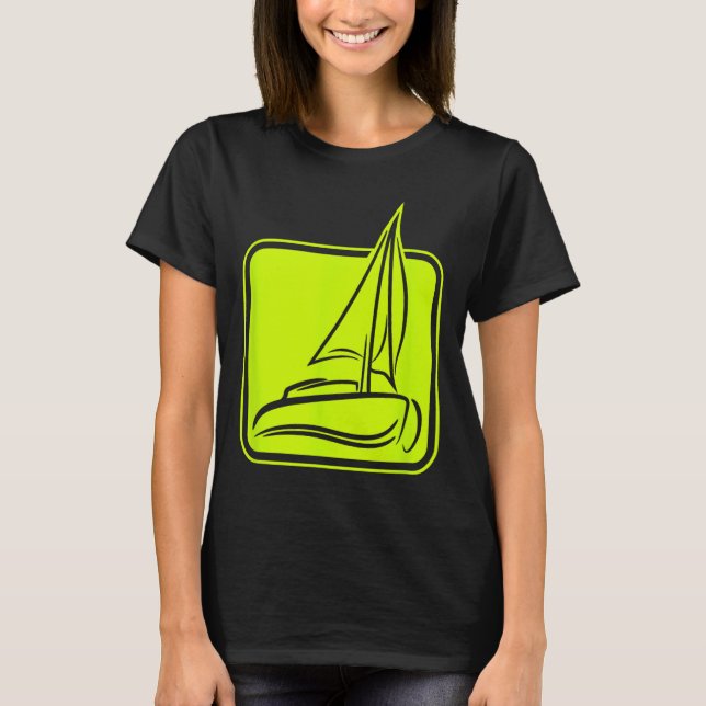 T-shirt Sailing Logo Symbol Square Sailboat Ship Captain C (Devant)