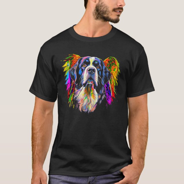 T-shirt Saint Bernard Chien Angel Ailes T Chemise (Devant)