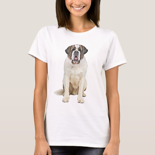 T-shirt Saint Bernard Chien Aquarelle Peinture Art (Devant)