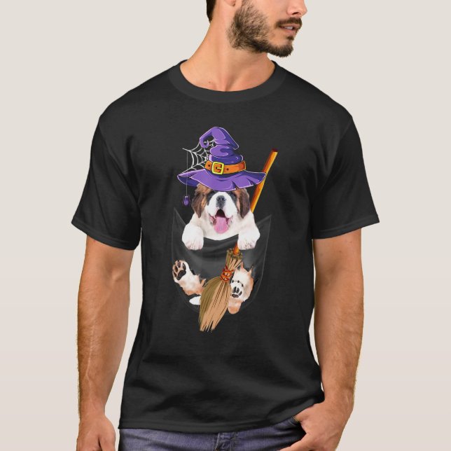 T-shirt Saint Bernard Chien Collie Sorcière Hondelle de po (Devant)