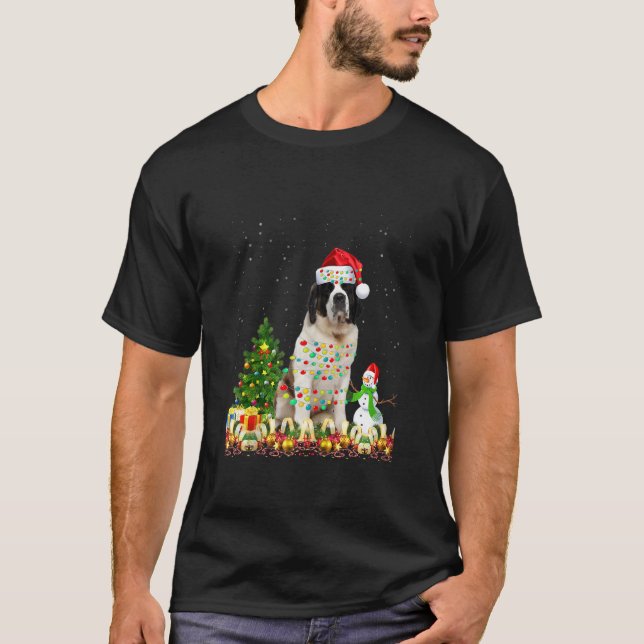 T-shirt Saint Bernard Chien Santa Chapg Chien de Noël Ligh (Devant)