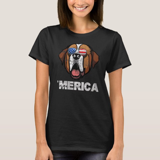T-shirt Saint Bernard Lunettes de soleil American Usa Drap (Devant)