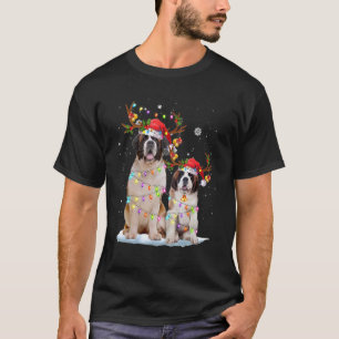 T-shirt Saint Bernard Renne Chapeau de Père Noël Lumières
