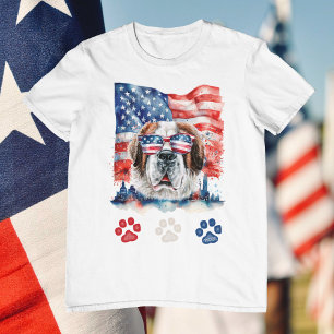T-shirt Saint-Bernard Rouge Blanc et Bleu 4 Juillet