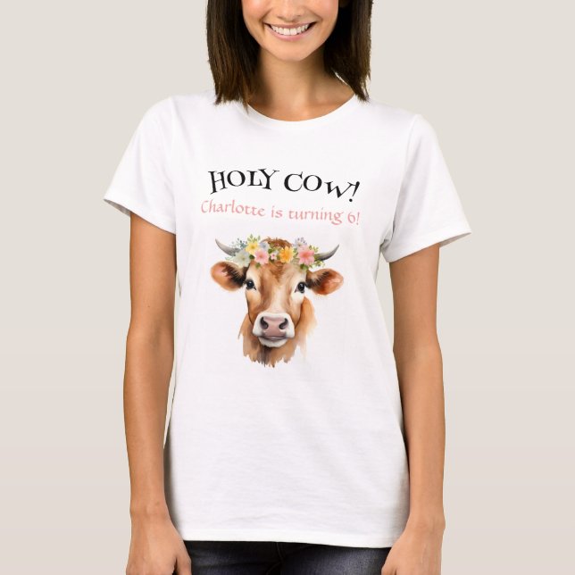 T-shirt Saint-Cow Jersey Vache Floral Fille Anniversaire (Devant)