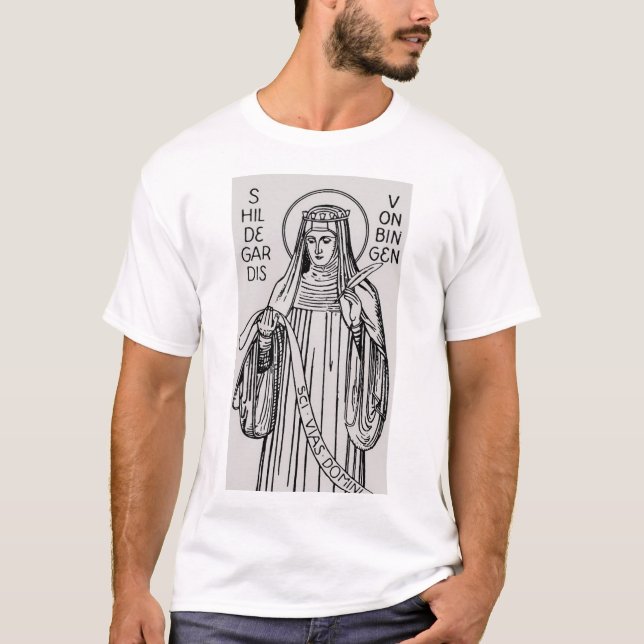 T-shirt Saint Hildegard de Bingen Abbess bénédictine (Devant)