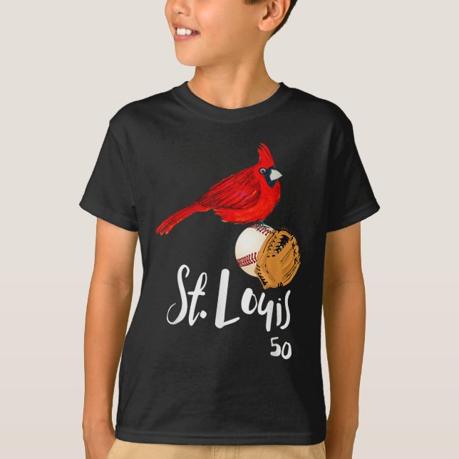 T-shirt Saint Louis Red Cardinal Number 50 Baseball Art  (Devant)