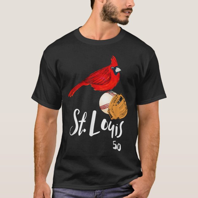 T-shirt Saint Louis Red Cardinal Number 50 Baseball Art  (Devant)
