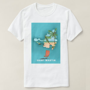 T-shirt Saint Martin Carte illustrée.