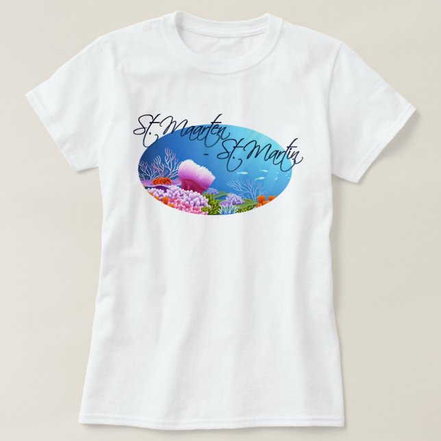 T-shirt Saint-Martin - récif de Saint-Martin (Design devant)