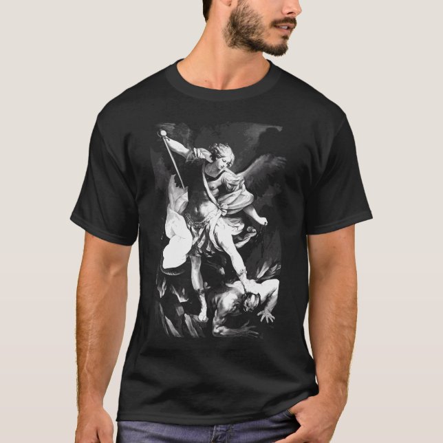 T-shirt Saint Michael Archangel Angel Patron catholique (Devant)