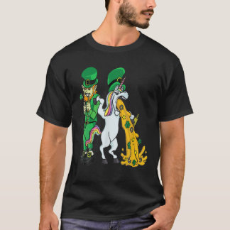 T-shirt Saint Patrick's Day Drunk Unicorn Leprechaun Casqu