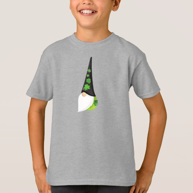 T-shirt Saint Patrick's Day Gnome, mignonne Gnome, Clovers (Devant)