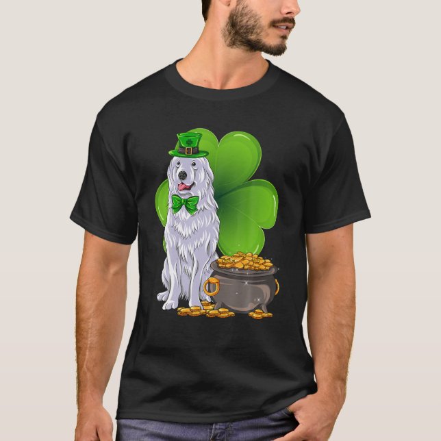 T-shirt Saint Patrick's Day Great Pyrenees Shamrock chien  (Devant)