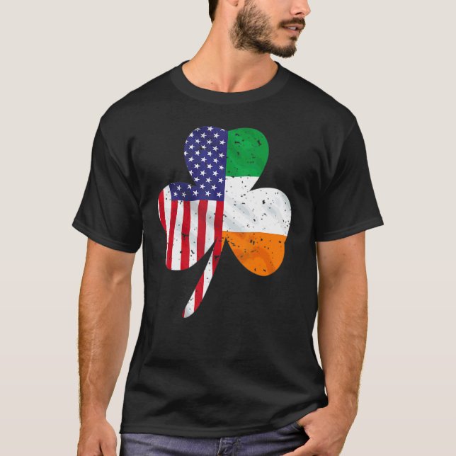 T-shirt Saint Patrick's Day Irlandais drapeau américain Sh (Devant)