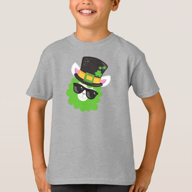 T-shirt Saint Patrick's Day, Llama, Alpaca, Leprechaun Cas (Devant)