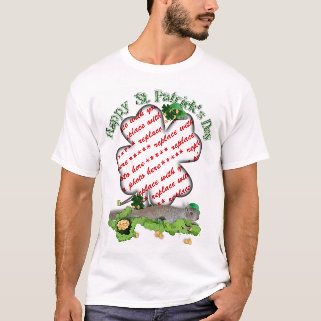 T-shirt Saint Patrick's Day Lucky Squirrel Clover Frame (Devant)